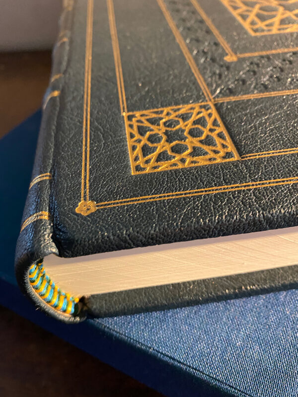 Large green leather journal / writing book with decorative gold tooling - Image 9