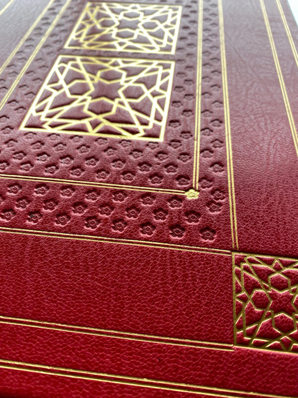 Large scarlet leather journal / writing book with decorative gold tooling - Image 3