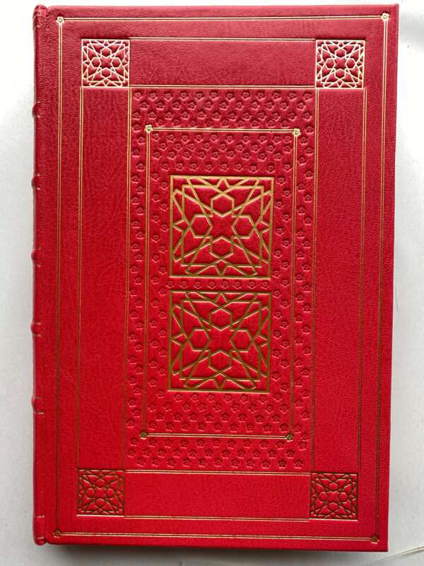 Large scarlet leather journal / writing book with decorative gold tooling - Image 4
