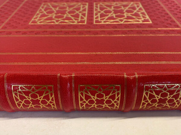 Large scarlet leather journal / writing book with decorative gold tooling - Image 7