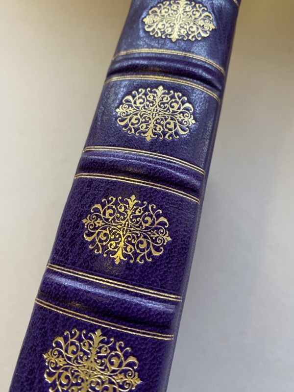 Purple leather bound journal with decorative gold tooling - Image 4