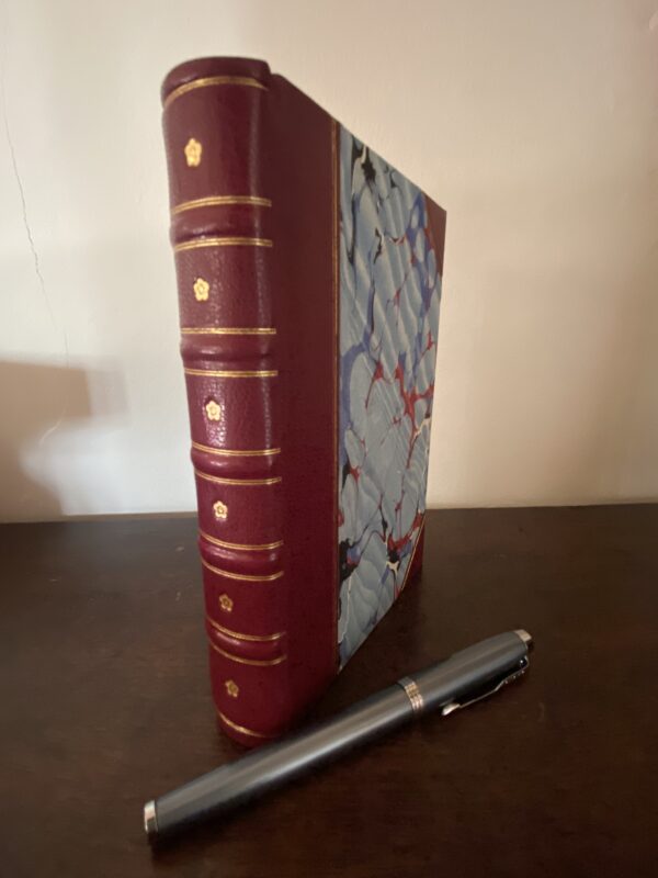 Half Leather Claret Journal With Blue Marbled Paper Sides - Image 7