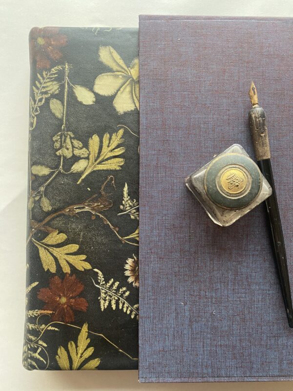 Leather Journal Sketch Book With Pressed Flower Botanical Pattern - Image 3