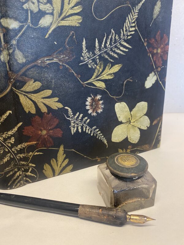 Leather Journal Sketch Book With Pressed Flower Botanical Pattern - Image 8
